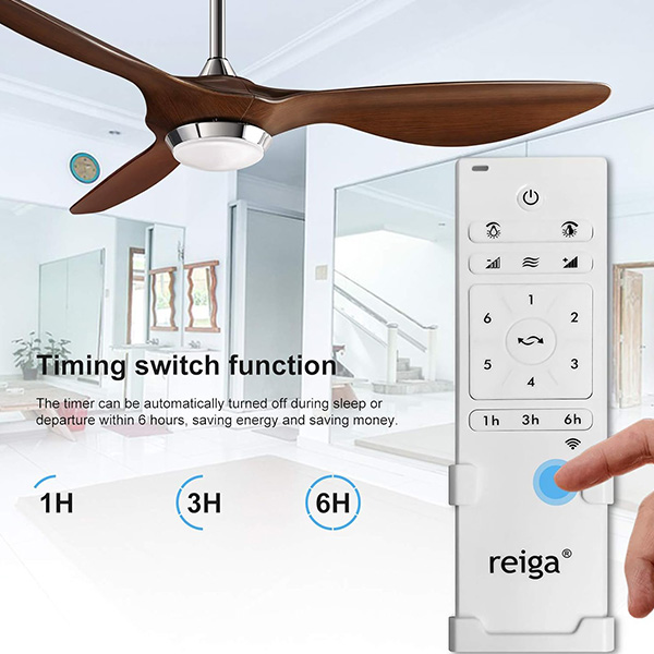 Ventilador de techo Huangchuang de 52 pulgadas con kit de luz LED, aspas modernas con control remoto, motor reversible silencioso, atenuación y ajuste de temperatura de color, 6 niveles, acabado pintado a mano