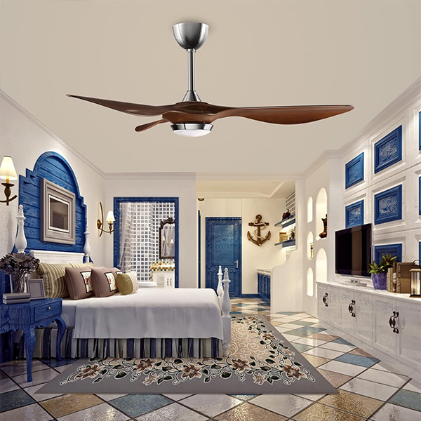 Ventilador de techo Huangchuang de 52 pulgadas con kit de luz LED, aspas modernas con control remoto, motor reversible silencioso, atenuación y ajuste de temperatura de color, 6 niveles, acabado pintado a mano