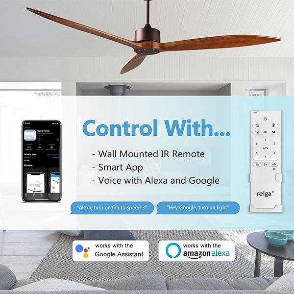 Huangchuang Ventilador de techo moderno con motor CC de 65 pulgadas con control remoto, 6 velocidades, bronce aceitado
