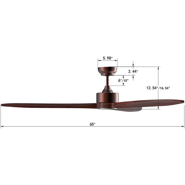 Huangchuang Ventilador de techo moderno con motor CC de 65 pulgadas con control remoto, 6 velocidades, bronce aceitado
