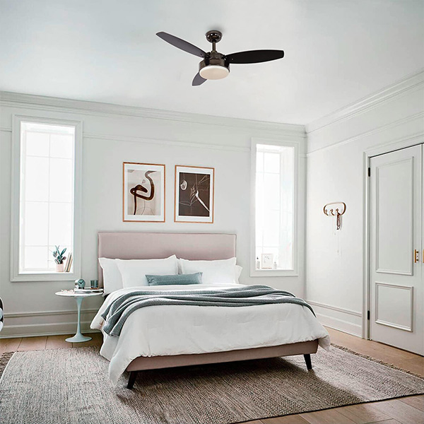 Huangchuang Ventilador de techo interior de estilo moderno de 52 pulgadas con kit de luz regulable y control remoto, cuchillas reversibles, ETL para sala de estar, dormitorio, sótano, cocina, metal