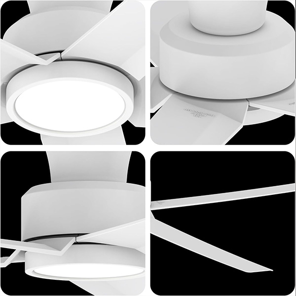 Huangchuang – Ventiladores de techo de 52 pulgadas con luces, ventiladores de techo de gran volumen de aire con motor CC silencioso reversible y control remoto (blanco)