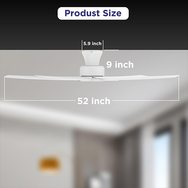Huangchuang – Ventiladores de techo de 52 pulgadas con luces, ventiladores de techo de gran volumen de aire con motor CC silencioso reversible y control remoto (blanco)