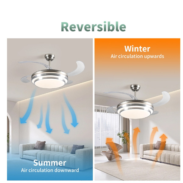 Ventilador de luz Fabricante de motor de CC de alta calidad de plata Ventilador de luz