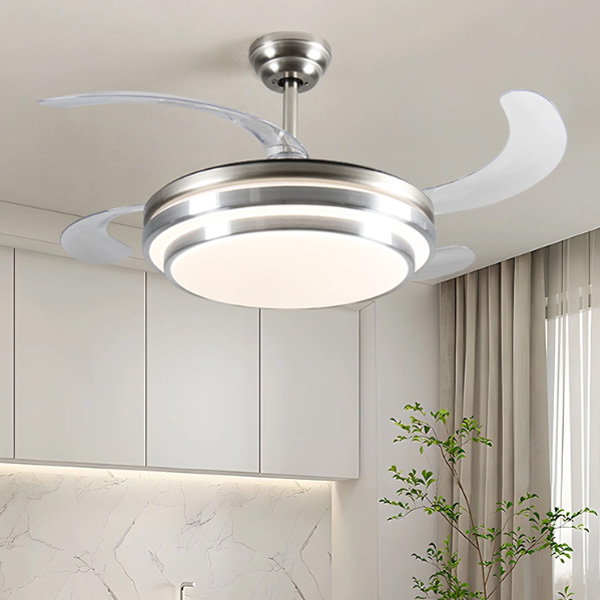 Ventilador de luz Fabricante de motor de CC de alta calidad de plata Ventilador de luz