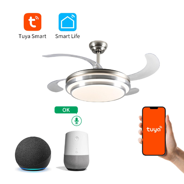 Ventilador de luz Fabricante de motor de CC de alta calidad de plata Ventilador de luz