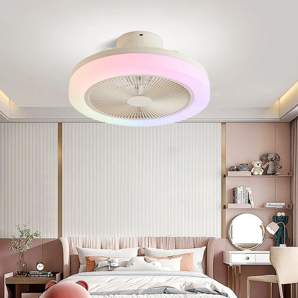 Luz de ventilador de techo con control remoto LED Bluetooth colorido RGB de diámetro