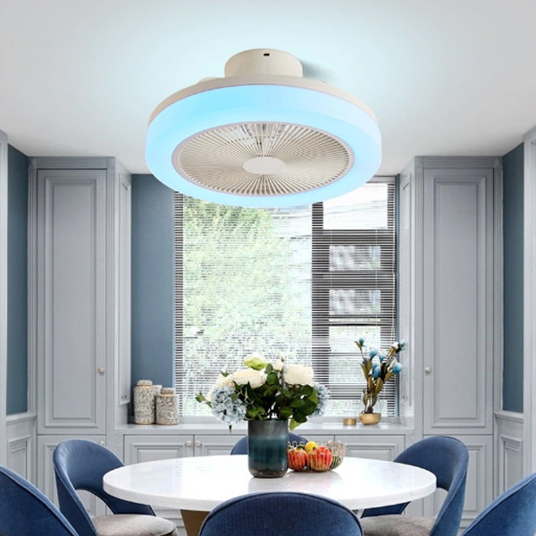 Luz de ventilador de techo con control remoto LED Bluetooth colorido RGB de diámetro