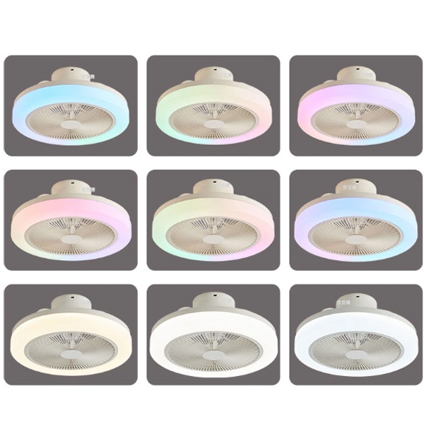 Luz de ventilador de techo con control remoto LED Bluetooth colorido RGB de diámetro