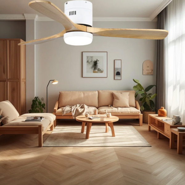 Huangchuang Bluetooth WiFi Aspas de madera maciza Ventilador de techo Luz 3 Luz LED