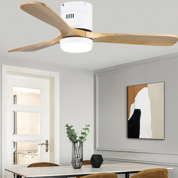 Huangchuang Bluetooth WiFi Aspas de madera maciza Ventilador de techo Luz 3 Luz LED