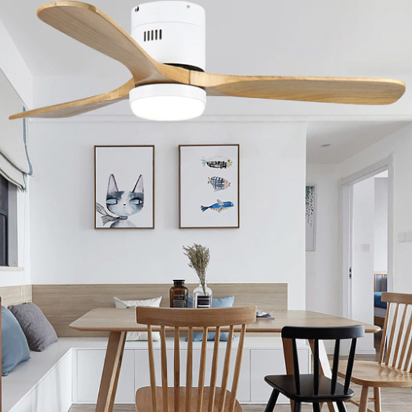 Huangchuang Bluetooth WiFi Aspas de madera maciza Ventilador de techo Luz 3 Luz LED