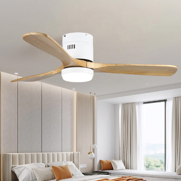 Huangchuang Bluetooth WiFi Aspas de madera maciza Ventilador de techo Luz 3 Luz LED
